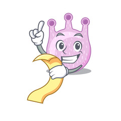 Viridans streptococci mascot character design with a menu on his hand