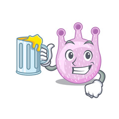 A cartoon concept of viridans streptococci rise up a glass of beer