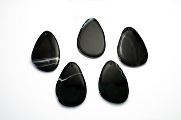 Natural black agate black cabochon five pieces