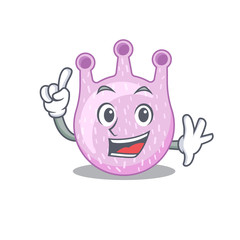 Viridans streptococci mascot character design with one finger gesture