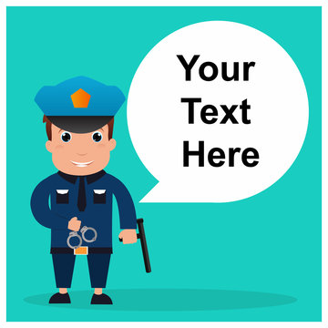 vector illustration of a Police man and text illustration