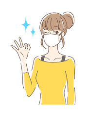 マスクを付けた笑顔の女性