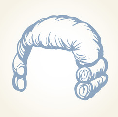 Vintage french wig. Vector drawing