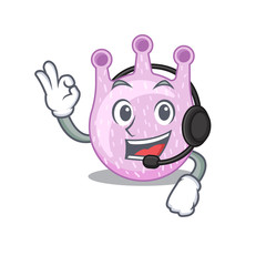 A gorgeous viridans streptococci mascot character concept wearing headphone