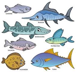 Washable wall murals For kids Various fishes theme set 1