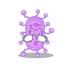 Cartoon character design of mycobacterium with a crying face