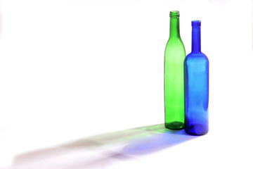 bottles with its shadow with white background