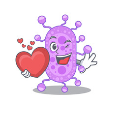 A sweet mycobacterium cartoon character style with a heart