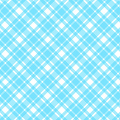 Blue white diagonal check texture seamless pattern background. Vector illustration.