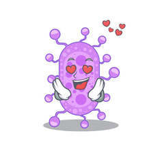 Cute mycobacterium cartoon character has a falling in love face