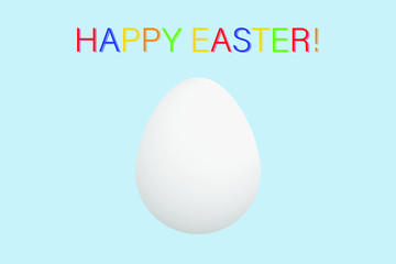 Easter egg. Happy Easter. Holy Day on the USA and World. White egg on the blue background