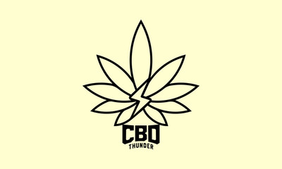 CBD Leaf Line Logo Design, Cannabis Marijuana Line Art logo Design.
