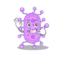 Obraz premium Cartoon design of mycobacterium with call me funny gesture