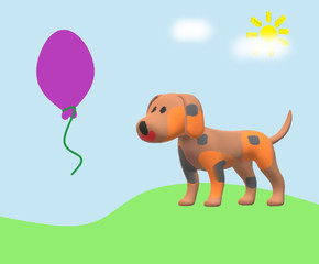 dog with balloon
