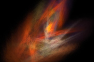 Orange green yellow fractal on black background. Abstract wallpaper. Graphic design pattern. Colorful texture.