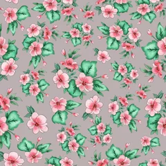 Gordijnen Vintage Bloemen floral seamless wallpaper pattern  © RNG