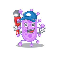 Mycobacterium Smart Plumber cartoon character design with tool