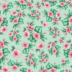 Deurstickers floral seamless wallpaper pattern © RNG