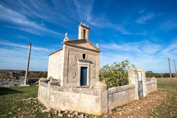 Fototapeta na wymiar typical rural church in the Murgia of Matera and Altamura. Apulia and Basilicata, Italy