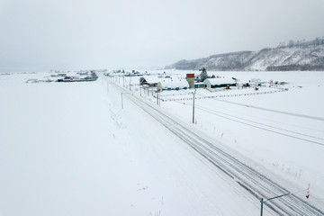 
road trip across hokkaido in winter season