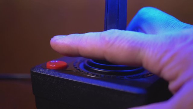 Playing With TV Video Game Console Joystick. 4K Footage