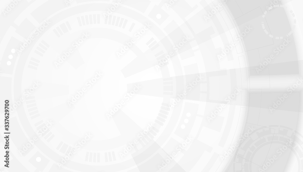 Poster grey abstract background with tech elements. futuristic, innovational backdrop with circle empty spa