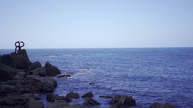 Lifestyle video, the Peine del Viento city of San Sebastian one summer afternoon. Basque Country