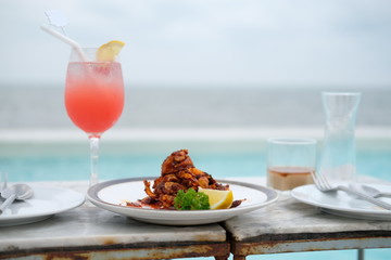 food and drinks chill party by the pool and the beach