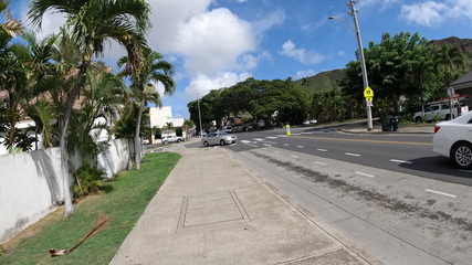 Obraz premium Honolulu from Diamond head national park to honolulu beach in sunset