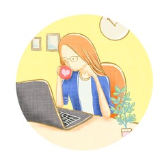 Social distancing, Woman working at home