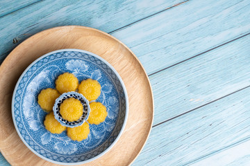 Traditional Thai Dessert , a famous auspicious Thai dessert made from flour, sugar, eggs, Coconut Milk
