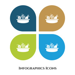 Fruit Basket Vector Illustration icon for all purpose. Isolated on 4 different backgrounds.