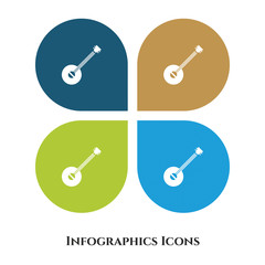 Banjo Vector Illustration icon for all purpose. Isolated on 4 different backgrounds.