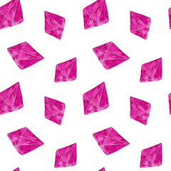 Seamless watercolor pattern crystals ruby
