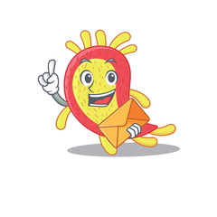 Happy azorhizobium caulinodans mascot design concept with brown envelope