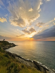 Promthep Cape viewpoint at Phuket southern of Thailand at sunset.