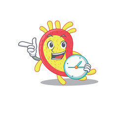Azorhizobium caulinodans mascot design concept smiling with clock