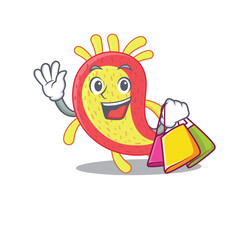 Rich and famous azorhizobium caulinodans cartoon character holding shopping bags