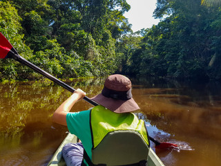Kayaking in Amazon Tropical Rain forest, Ecuador