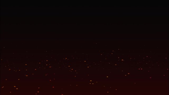 Burning red flame sparks on Float to the top on black screen