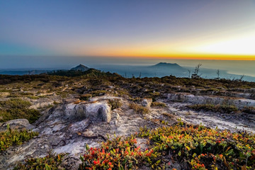 Aerial View of Kawah Ijen - Early in the Morning. The Ijen volcano complex is a group of composite volcanoes in the Banyuwangi Regency of East Java, Indonesia.