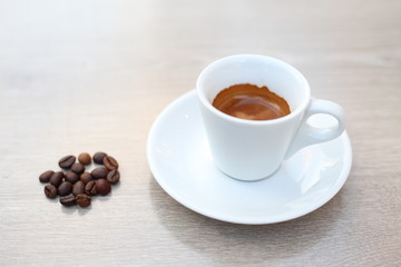 Coffee Bean and cup for wooden background