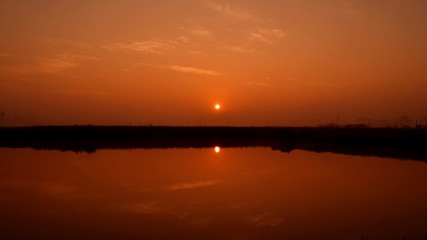 Fototapeta na wymiar sunset over the river, Evening Sun and beautiful nature.