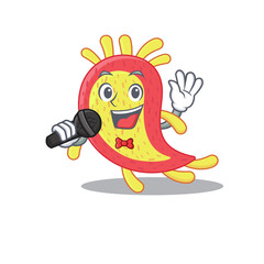Talented singer of azorhizobium caulinodans cartoon character holding a microphone