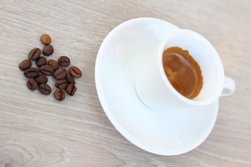 Coffee Bean and cup for wooden background