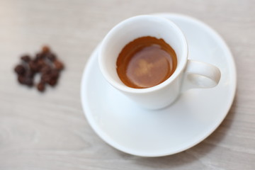 Obraz premium Coffee Bean and cup for wooden background