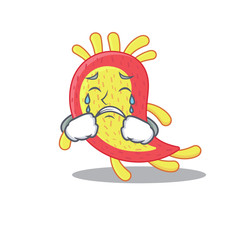 Cartoon character design of azorhizobium caulinodans with a crying face