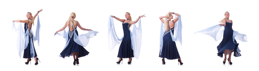 Woman dancing on the white