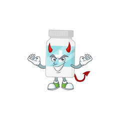 A picture of devil supplement bottle cartoon character design