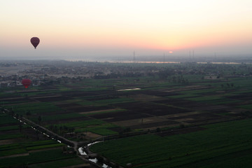 
Balloon landscapes in Egypt at sunrise